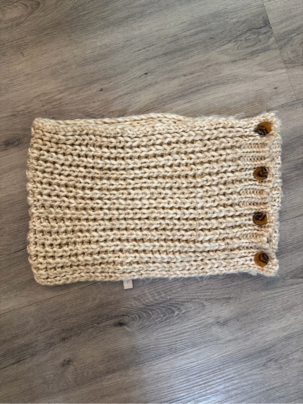 LOFT Cream Chunky Knit Buttoned Neck Warmer